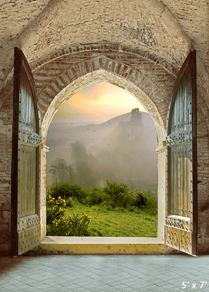 Beautiful Arch Doorway Scenery Backdrop for Photo SBH0617