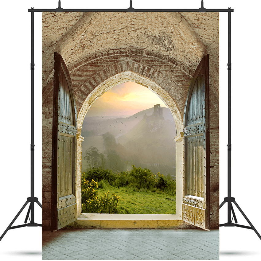 Beautiful Arch Doorway Scenery Backdrop for Photo SBH0617