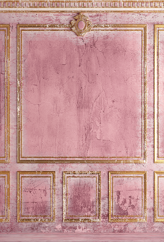 Pink Classic Wall Old Gold Stucco Backdrop for Photo SBH0637