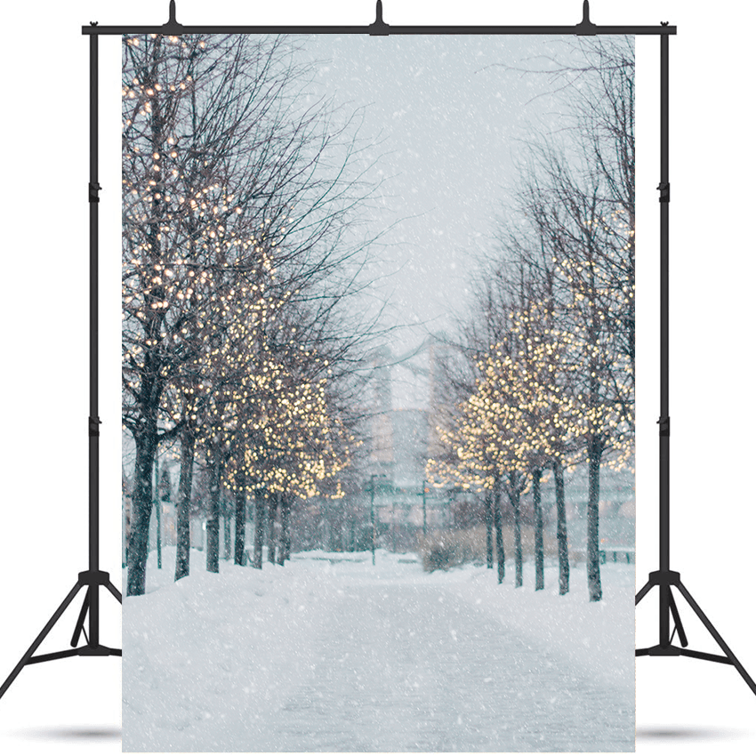 Blurred Winter Tree Falling Snow Backdrop for Photo SBH0645