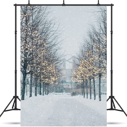 Blurred Winter Tree Falling Snow Backdrop for Photo SBH0645
