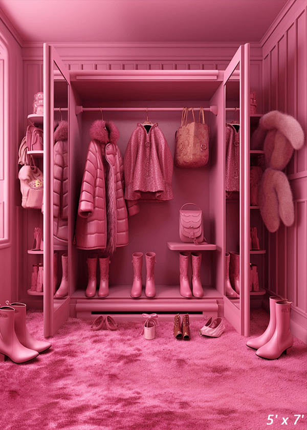 Pink Doll House Closet Background Backdrop for Photo SBH0656