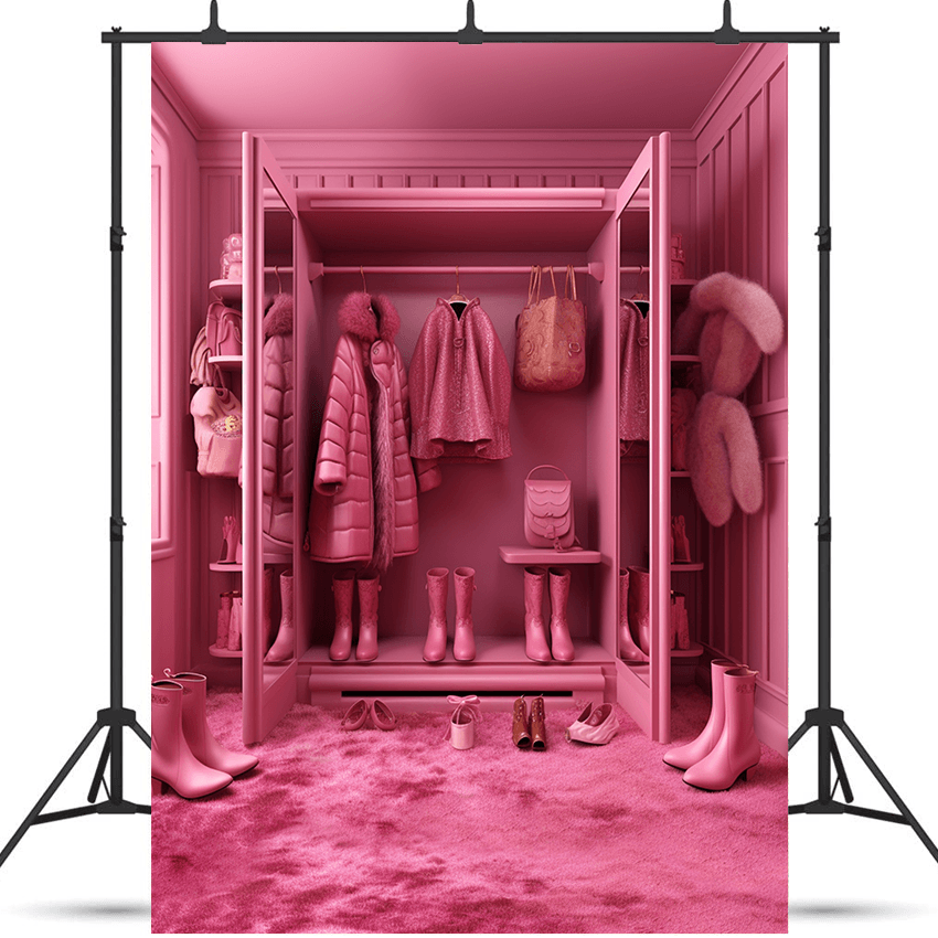 Pink Doll House Closet Background Backdrop for Photo SBH0656