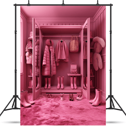 Pink Doll House Closet Background Backdrop for Photo SBH0656
