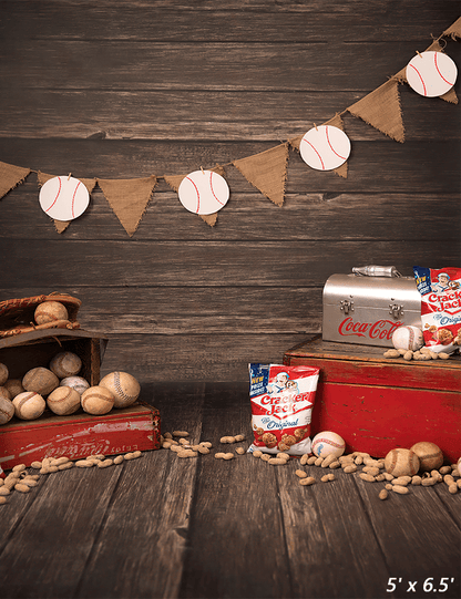 Vintage Baseball for Newborn Background Wood Backdrop SBH0659