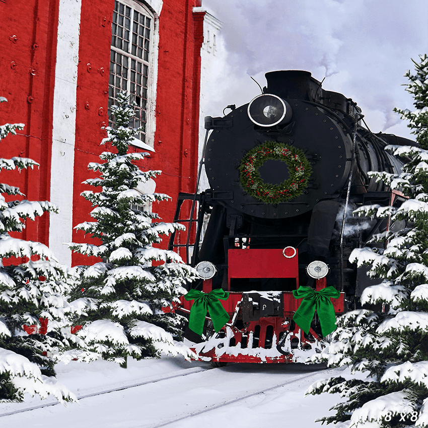 Holiday Frozen Christmas Trees Snow Background SBH0663