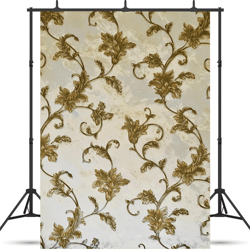 Beige Grey Gold Textured Luxury Classic Damask Fabric Backdrop SBH0697