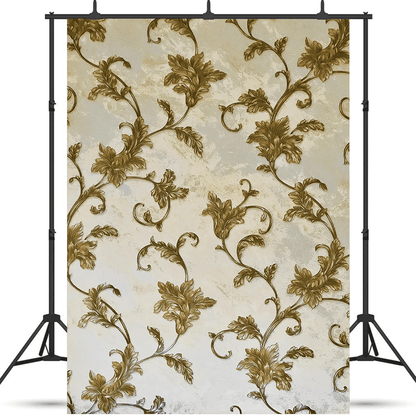 Beige Grey Gold Textured Luxury Classic Damask Fabric Backdrop SBH0697
