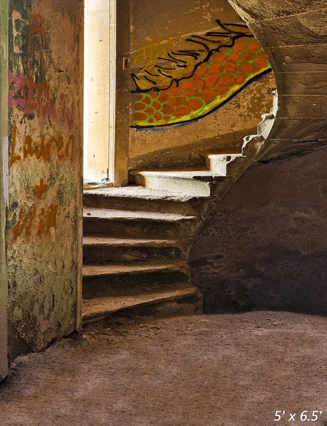 Stairs Decay Abandoned Fabric Backdrop for Photo SBH0700