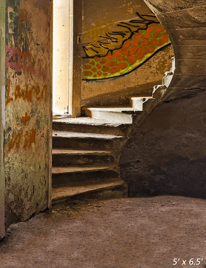 Stairs Decay Abandoned Fabric Backdrop for Photo SBH0700