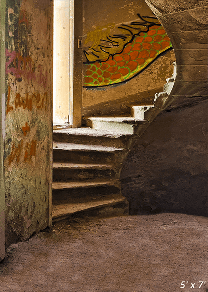 Stairs Decay Abandoned Fabric Backdrop for Photo SBH0700