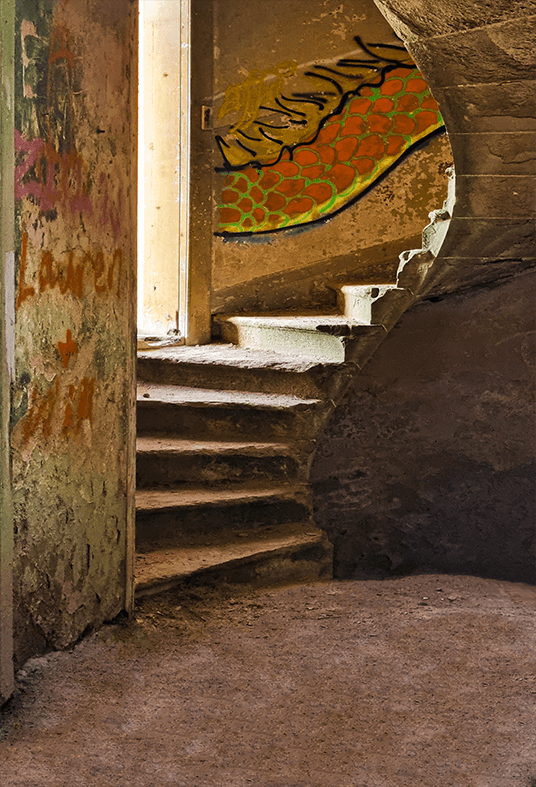 Stairs Decay Abandoned Fabric Backdrop for Photo SBH0700