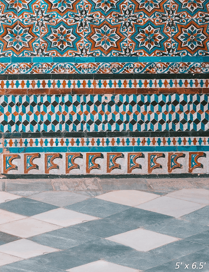 Mosque Geometric Wall Malaysia Fabric Backdrop for Photo SBH0702