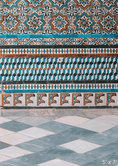 Mosque Geometric Wall Malaysia Fabric Backdrop for Photo SBH0702