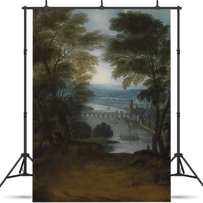 A Mountainous River Landscape Fabric Backdrop for Photo SBH0706