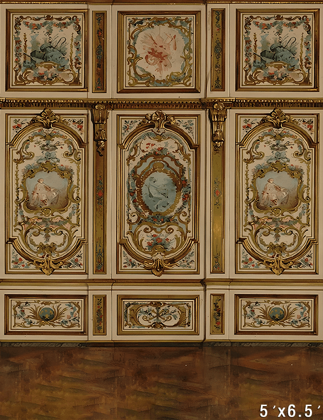 20th Century Golden and Painted Sideboard Fabric Backdrop for Photo SBH0711