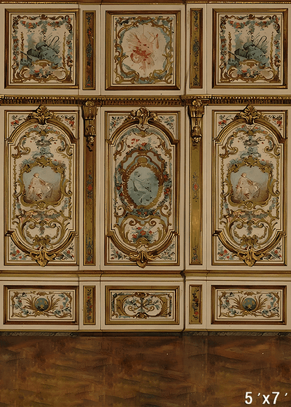 20th Century Golden and Painted Sideboard Fabric Backdrop for Photo SBH0711