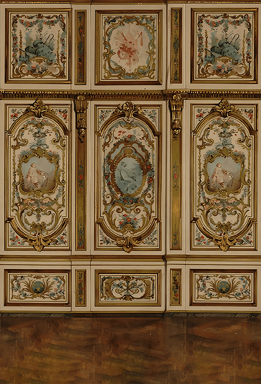 20th Century Golden and Painted Sideboard Fabric Backdrop for Photo SBH0711