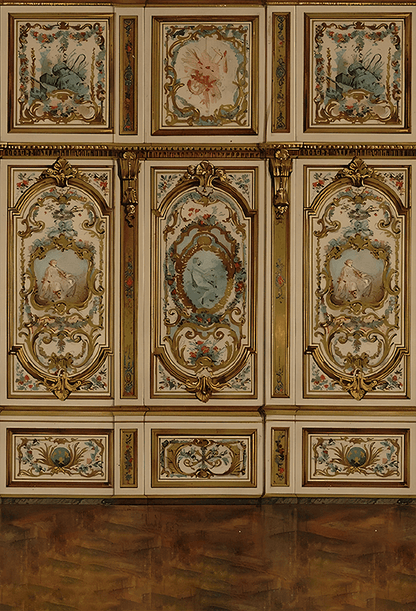 20th Century Golden and Painted Sideboard Fabric Backdrop for Photo SBH0711