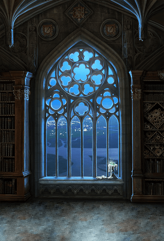 Old Haunted Castle Mysterious Halloween Fabric Backdrop for Photo SBH0714