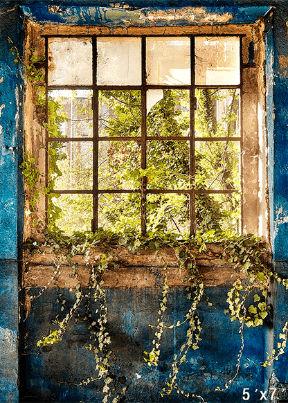 Eternal Spring Verdant Window Scenery Photography Backdrop SBH0730