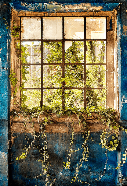 Eternal Spring Verdant Window Scenery Photography Backdrop SBH0730