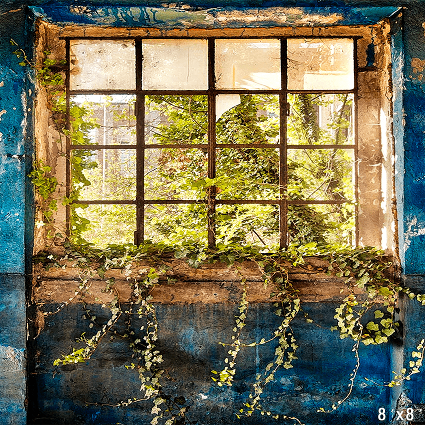 Eternal Spring Verdant Window Scenery Photography Backdrop SBH0730