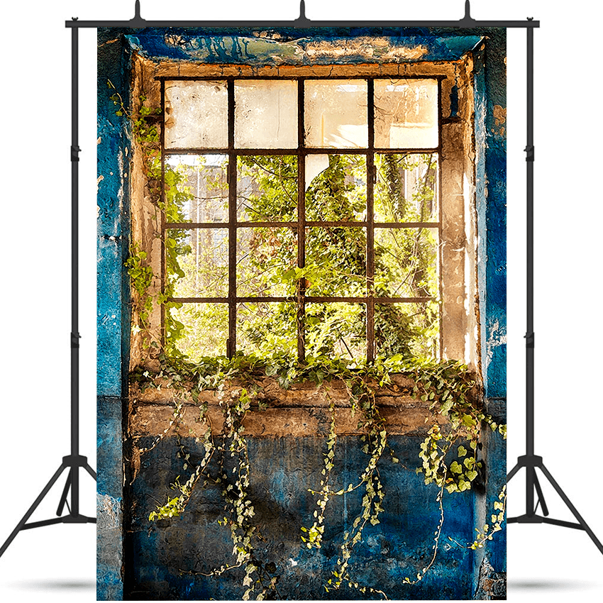 Eternal Spring Verdant Window Scenery Photography Backdrop SBH0730