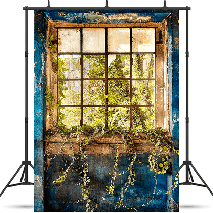 Eternal Spring Verdant Window Scenery Photography Backdrop SBH0730