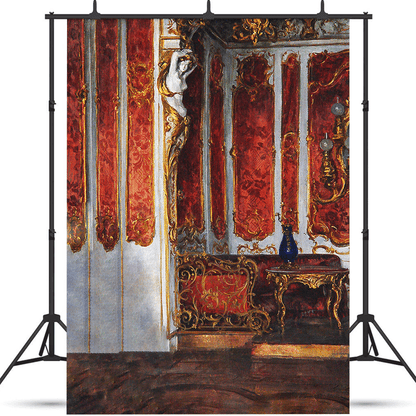 Opulent Red Drapery and Gilded Accents Elegant Backdrop SBH0733