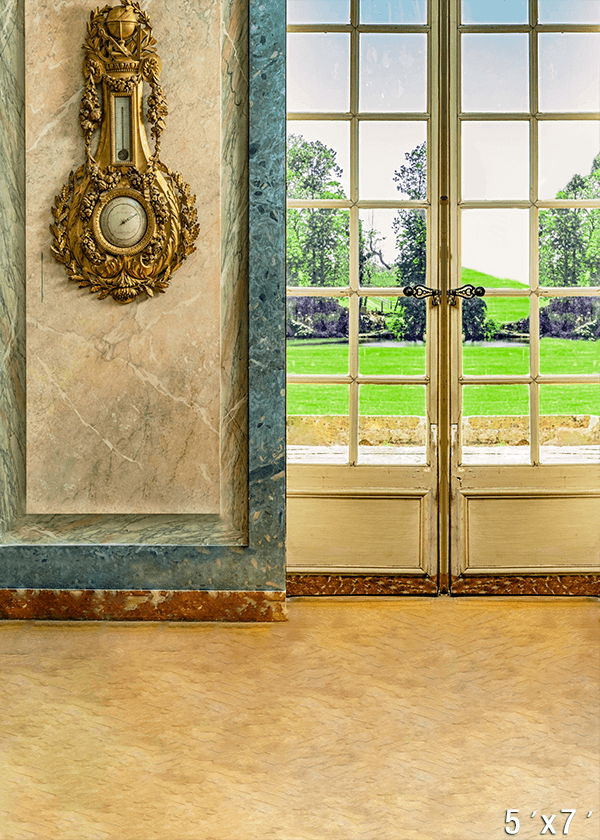 Elegant Room With a Serene Garden Landscape Backdrop Photography SBH0734