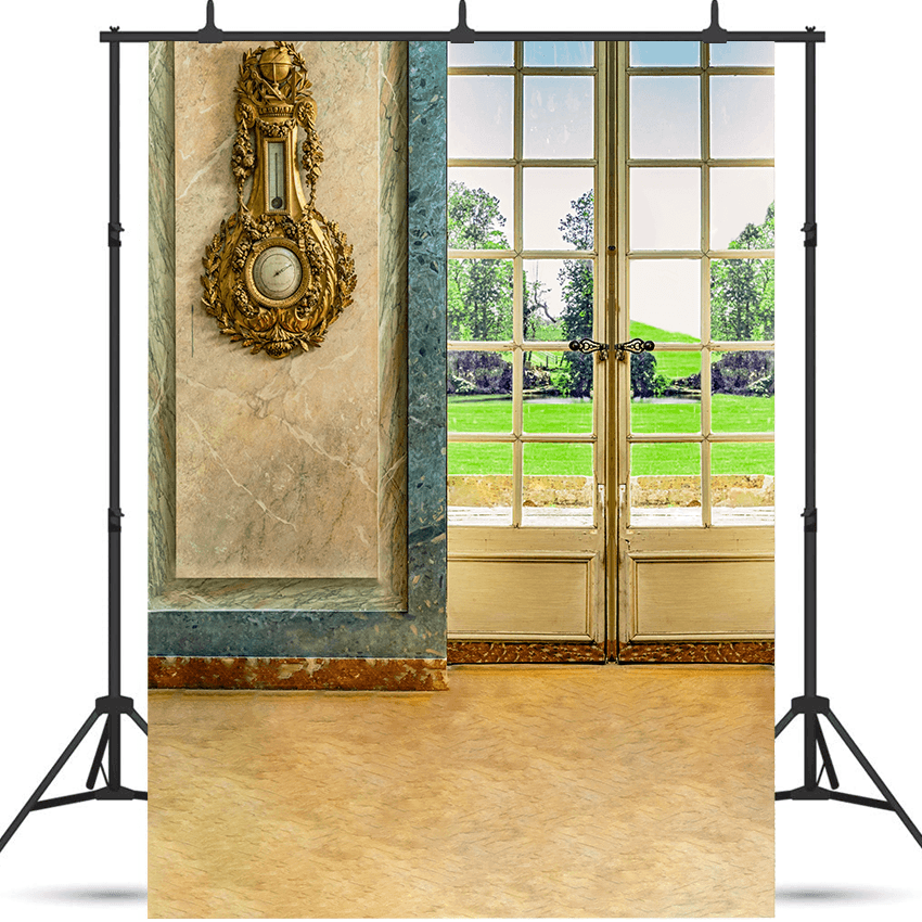 Elegant Room With a Serene Garden Landscape Backdrop Photography SBH0734