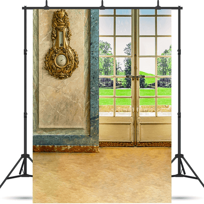 Elegant Room With a Serene Garden Landscape Backdrop Photography SBH0734