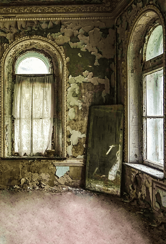 Historical Traces with Weathered, Peeling Walls and Old Windows Backdrop SBH0741