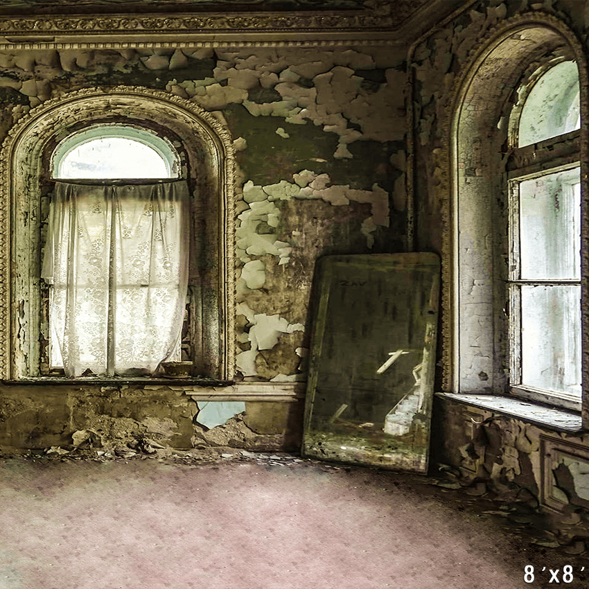 Historical Traces with Weathered, Peeling Walls and Old Windows Backdrop SBH0741