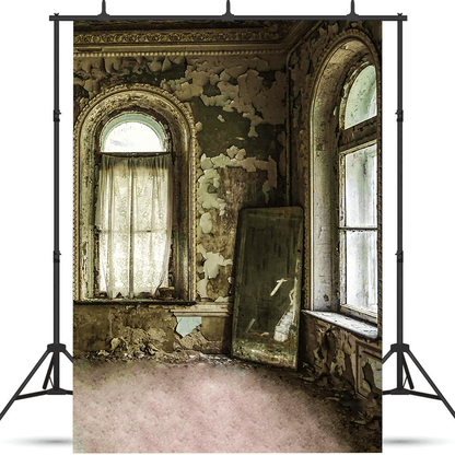 Historical Traces with Weathered, Peeling Walls and Old Windows Backdrop SBH0741