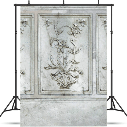 Elegant Marble Relief with Floral Motif Photography Background SBH0744