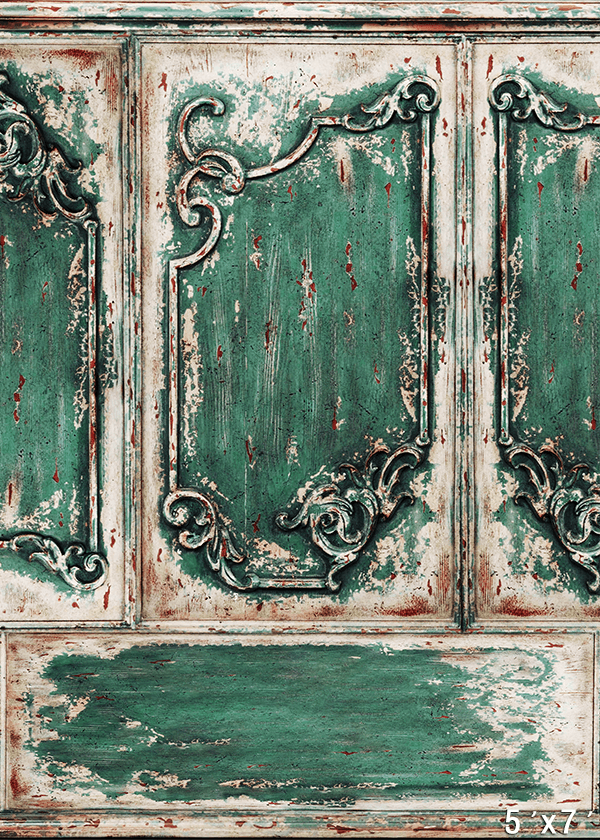 Rustic Distressed Green Ornate Panel Photography Background SBH0745