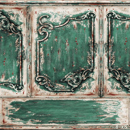 Rustic Distressed Green Ornate Panel Photography Background SBH0745