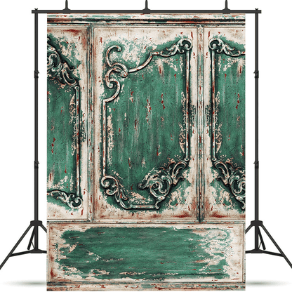 Rustic Distressed Green Ornate Panel Photography Background SBH0745