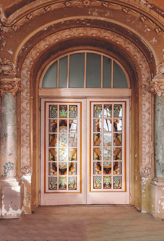 Vintage Stained Glass Doorway Photography Backdrop SBH0748