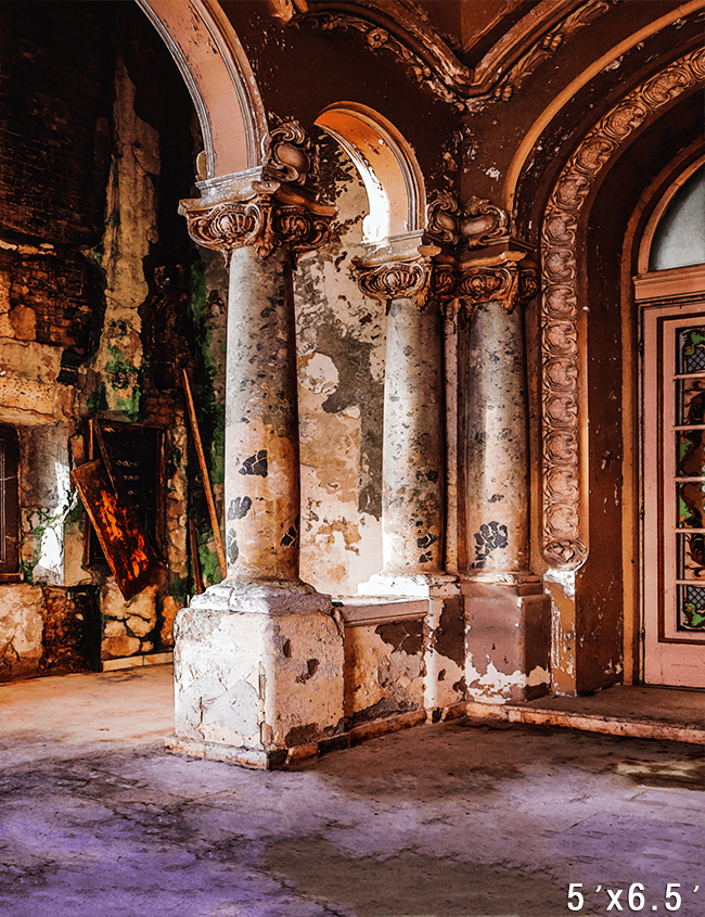 Rustic Arched Column Interior Photography Backdrop SBH0749