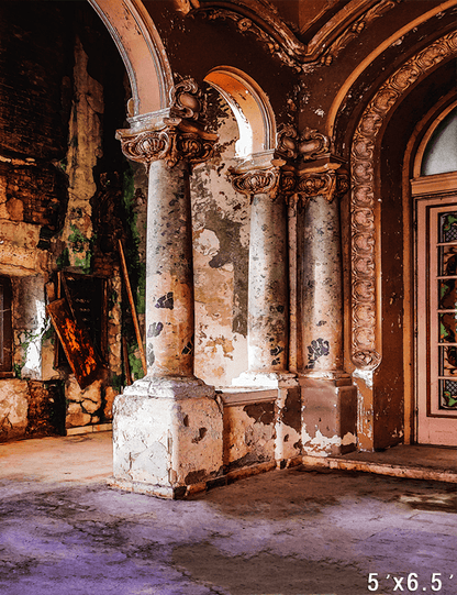 Rustic Arched Column Interior Photography Backdrop SBH0749