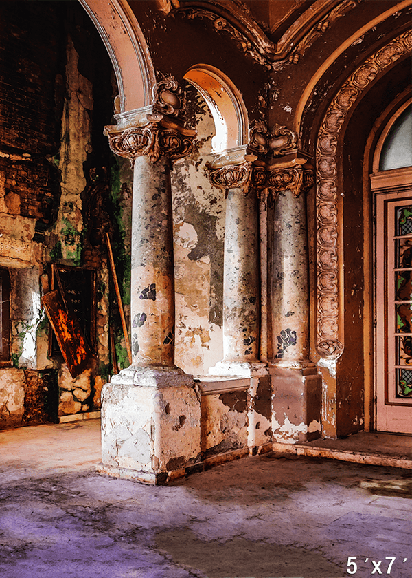 Rustic Arched Column Interior Photography Backdrop SBH0749