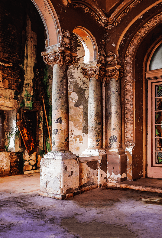 Rustic Arched Column Interior Photography Backdrop SBH0749