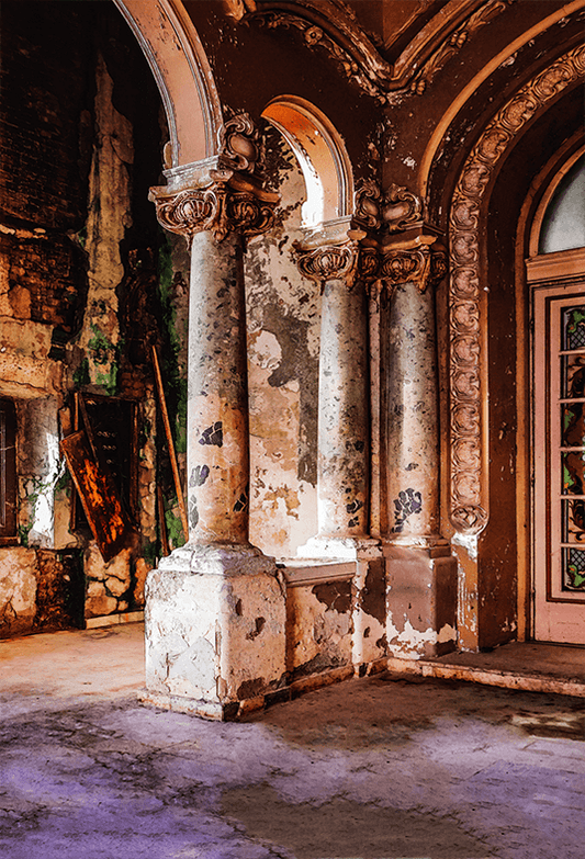 Rustic Arched Column Interior Photography Backdrop SBH0749