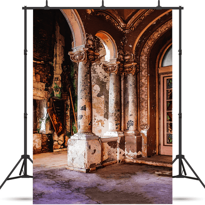 Rustic Arched Column Interior Photography Backdrop SBH0749