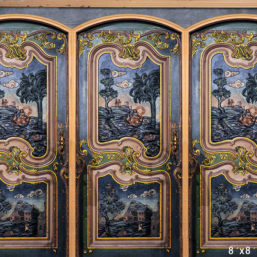 Baroque Narrative Panel with Golden Accents Photography Backdrop SBH0750