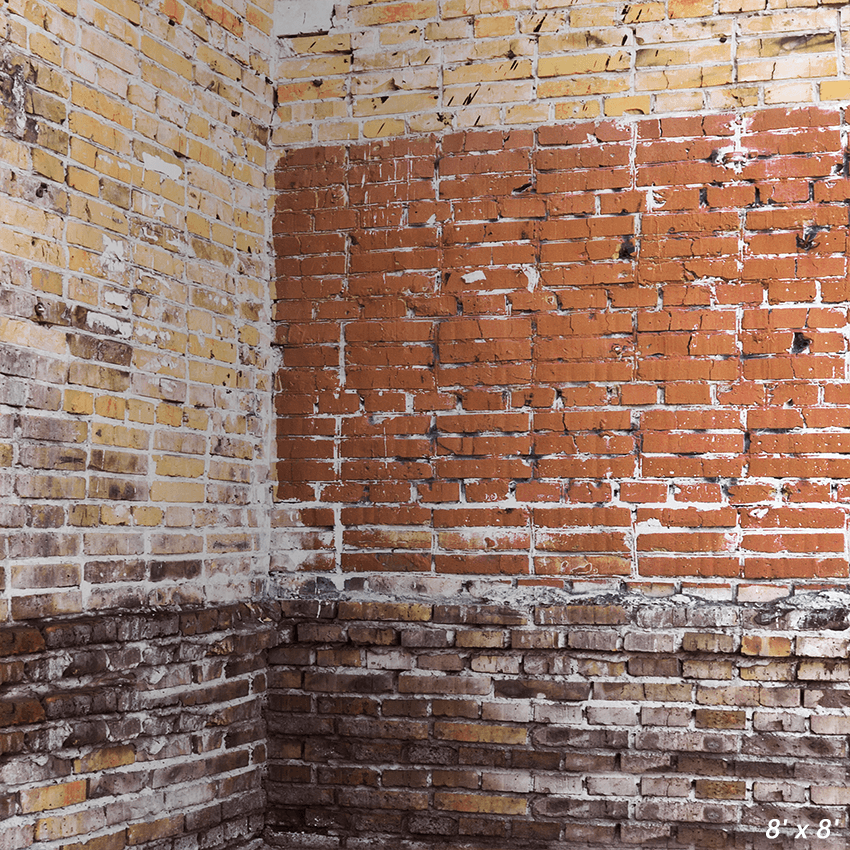 Corner Old Dirty Brick Wall Backdrop for Photography SBH0346