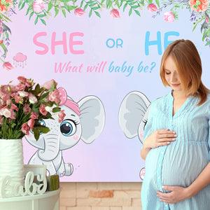 Cartoon Elephant Backdrop for Baby Shower Party